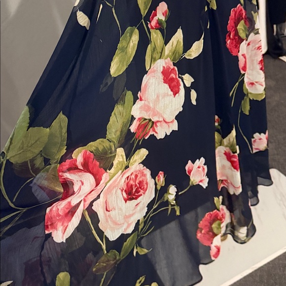 DKNY Navy Floral Midi Wrap Dress – Size 10 - Picture 6 of 6